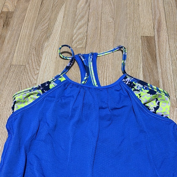 Ivivva by Lululemon Double Dutch Blue Athletic Tank Top with Patterned Straps - Picture 2 of 7